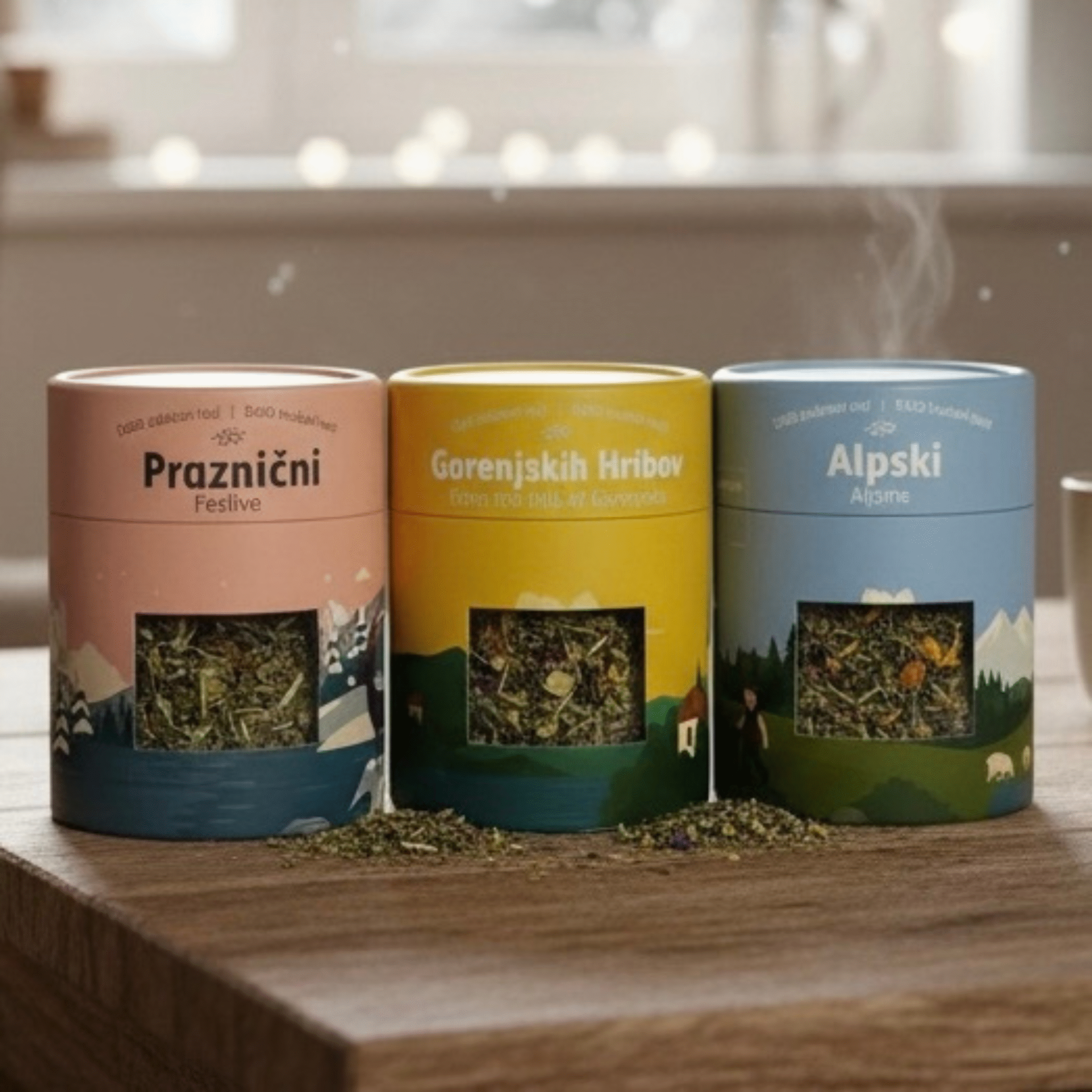 Paket treh zeliščnih čajev – naravni slovenski čaji v darilnem pakiranju